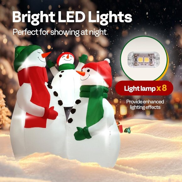 ⚡6FT Christmas Inflatable Snowman Family Hug LED Lights Outdoor Decoration - Picture 7 of 8